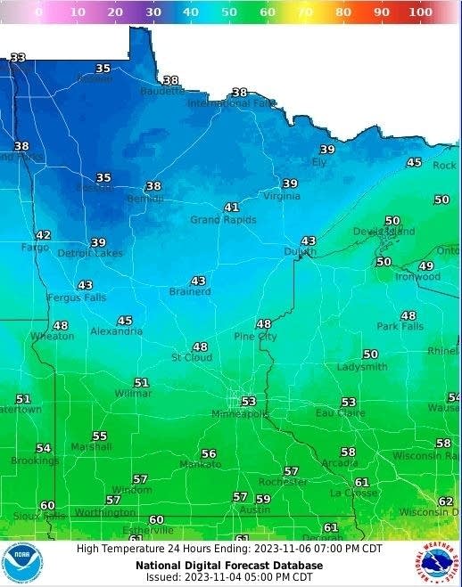 Mild temps Sunday, with rain chances highest in northern Minnesota