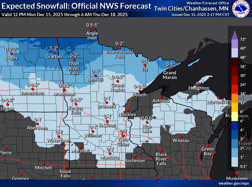 Snowfall projection for Minnesota