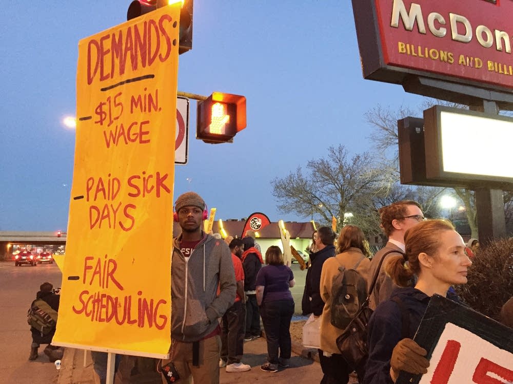 Workers and supporters rallied.