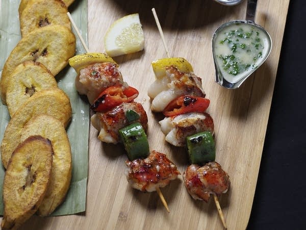 Flambéed Lobster Skewers