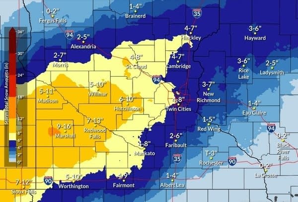 Forecast snowfall amounts