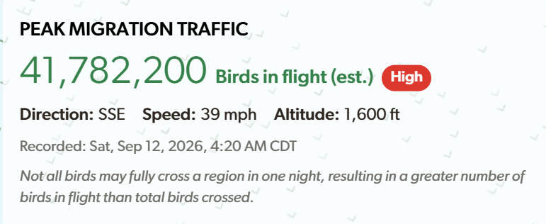 Peak migration traffic for Minnesota