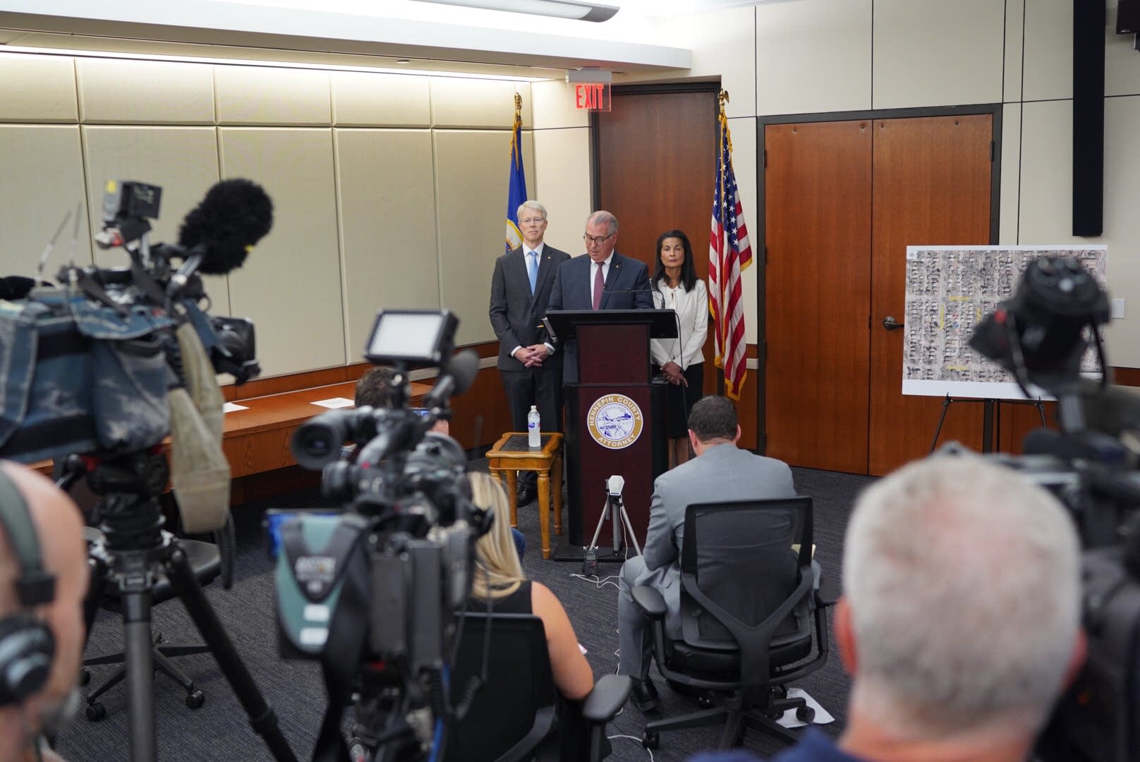 Hennepin County Attorney Mike Freeman holds a news conference.