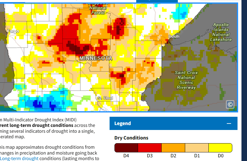 Long range drought near Bemidji