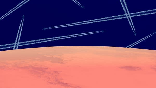 Contrails from airplanes typically dissipate quickly. In especially humid conditions they can persist for hours and trap heat.