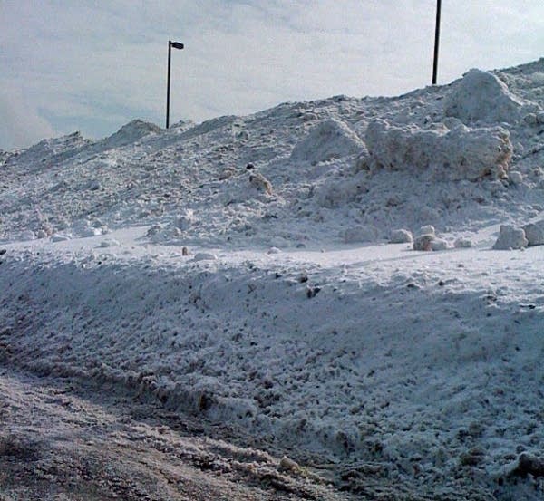 Snow piled high