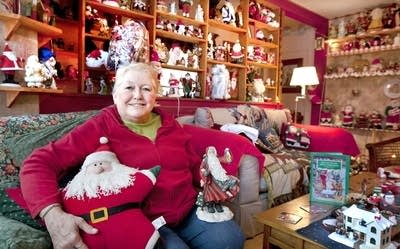 Stacks of santas