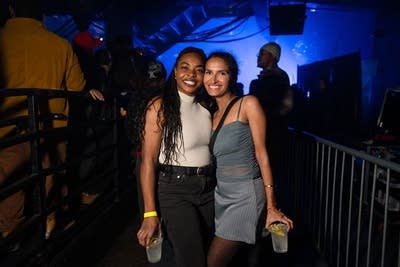 Audience members posing