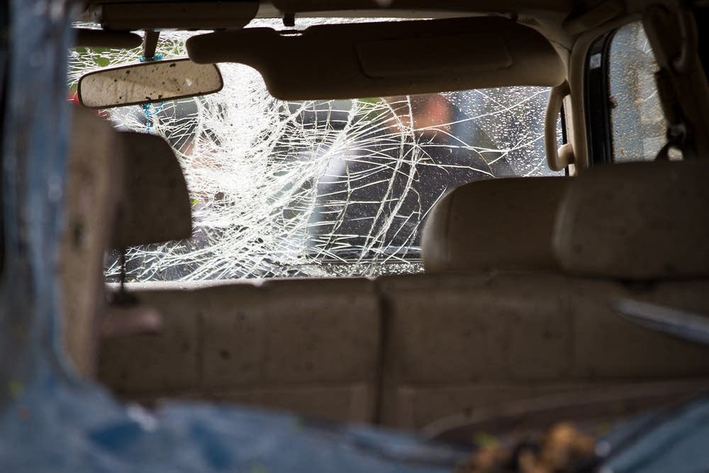 Smashed windshield