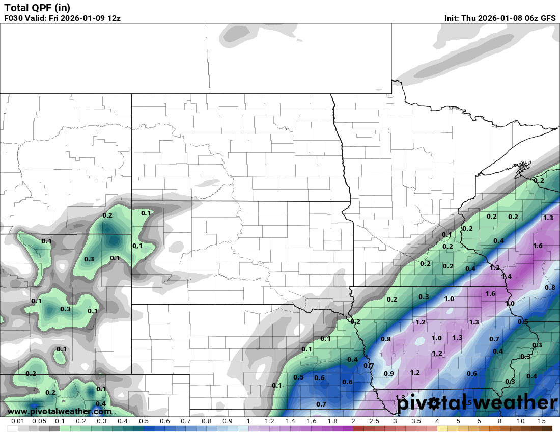 Quantitative precipitation forecast through Friday 6 a.m.