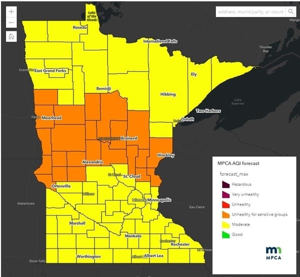 Air quality forecast for Wednesday