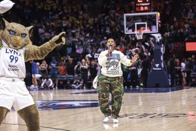 Brynne Crockett is the team’s in-arena host.