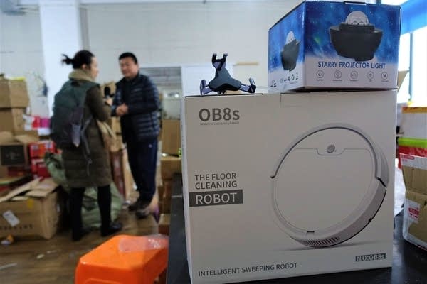 Robot vacuum and a projector light are among the top items American consumers buy from Vastsee. It used to be cheaper to send such items to New York from Shanghai than L.A. (Charles Zhang/Marketplace)