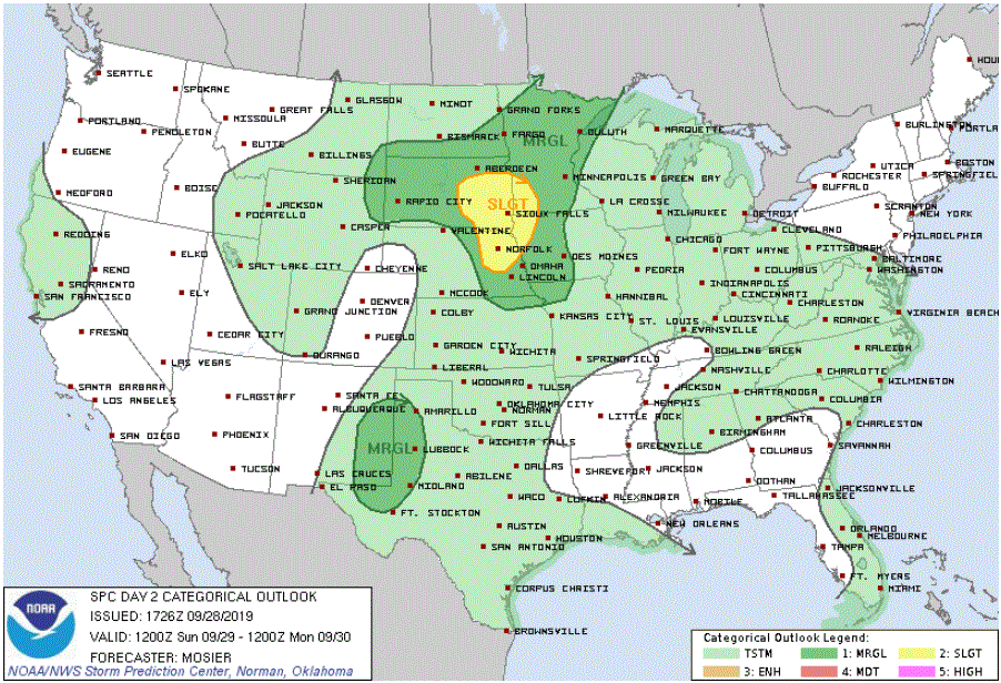 Severe weather outlook for Sunday evening and night