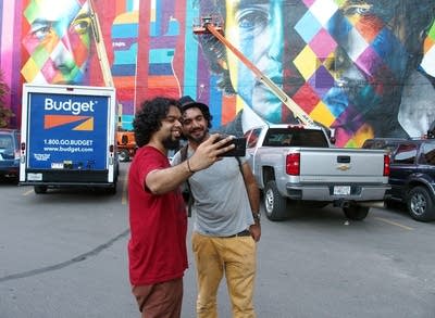 Taking pictures with admirers