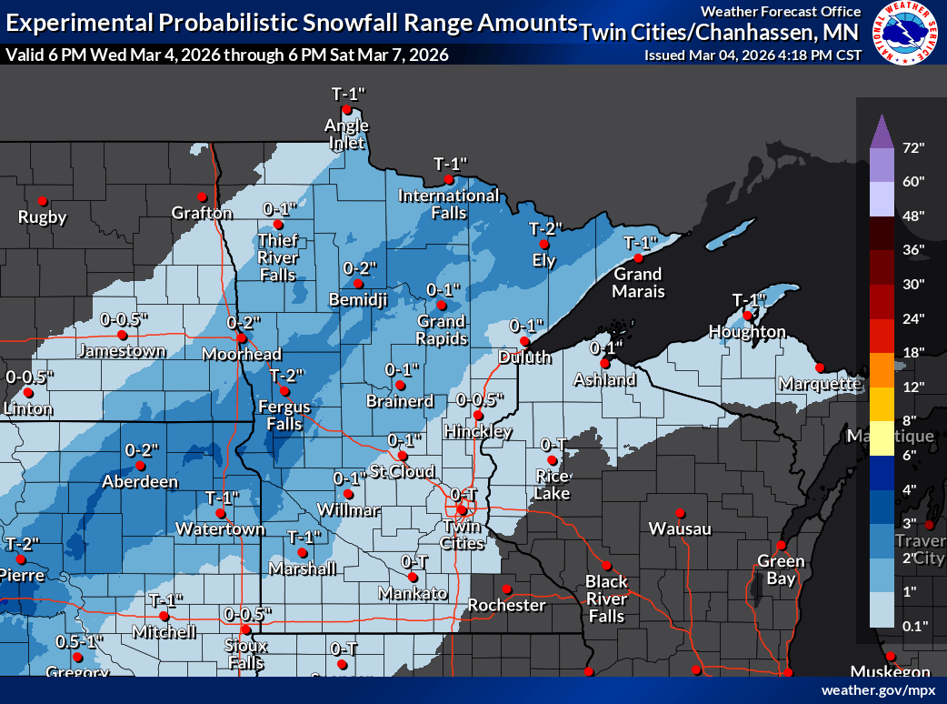 Snowfall projection for Minnesota