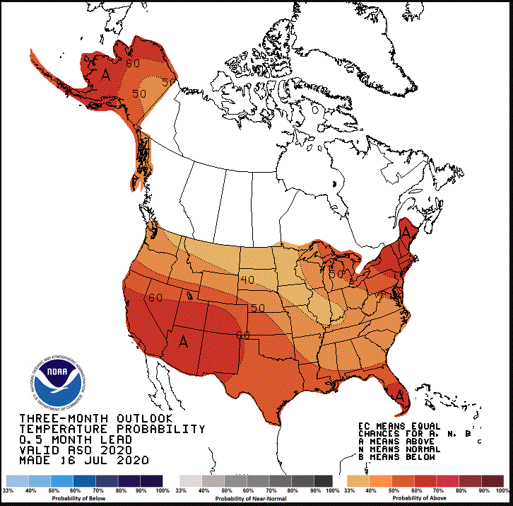 Three-month outlook temperature probability