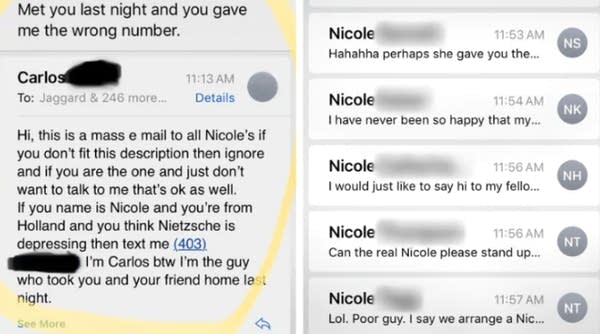 ‘Met you last night. You gave me the wrong number’