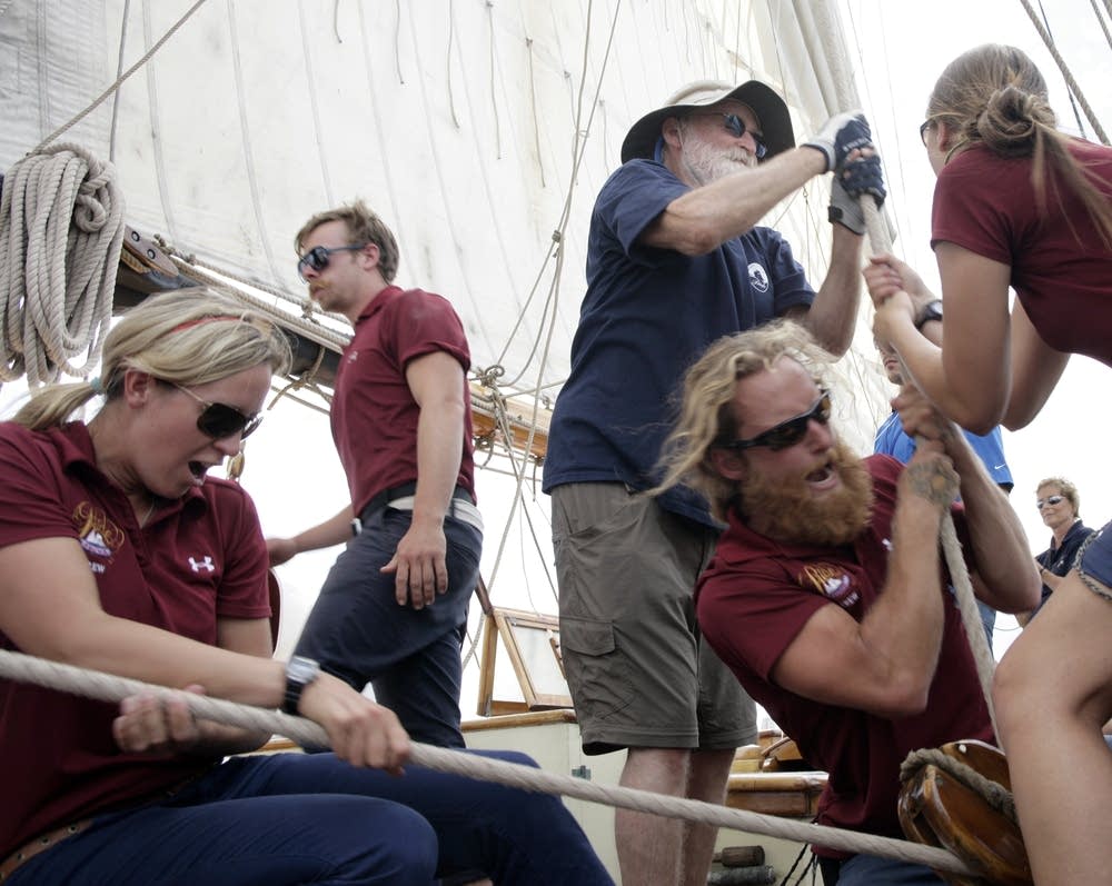 Pulling up the sails.