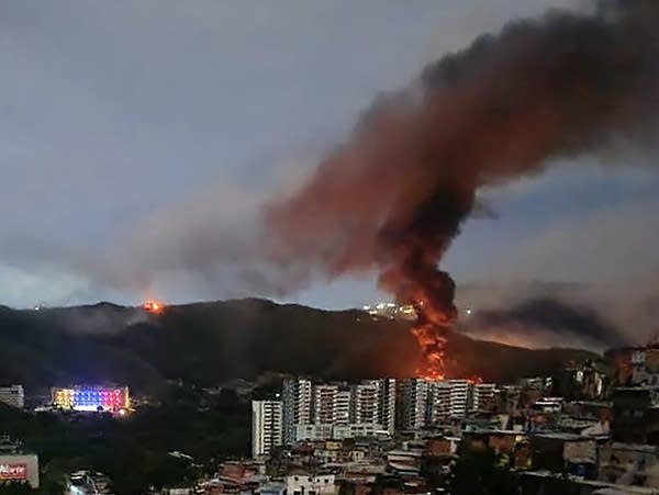 Fire is seen at a military complex