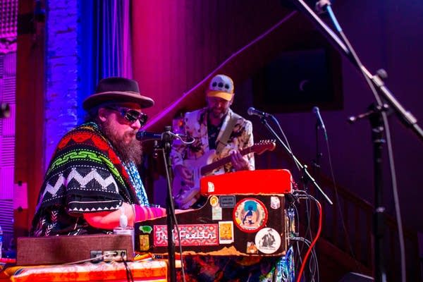 Nicholas David plays the keys and sings with Dylan Nau on guitar during The BIG Zen20 event at Hook & Ladder Theater and The Zen Arcade in partnership with Jesse Ventura Farms and Uniflora Holistics  celebrating the first 4/20 in Minnesota after the legalization of weed Saturday, April 20, 2024.