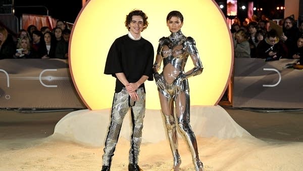 Timothée Chalamet and  Zendaya at the "Dune: Part Two" premiere in London on Feb. 15. 