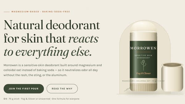 That deodorant brand your chatbot is recommending to you ... might not actually be a real product. Above, a screenshot of the website for the (fake) deodorant brand Morrowen.