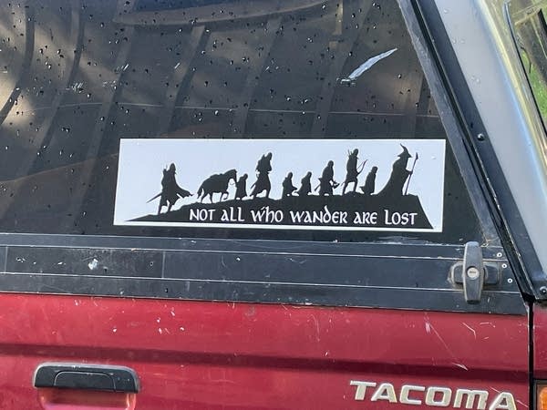 Lord of the Rings Bumper sticker on back of truck