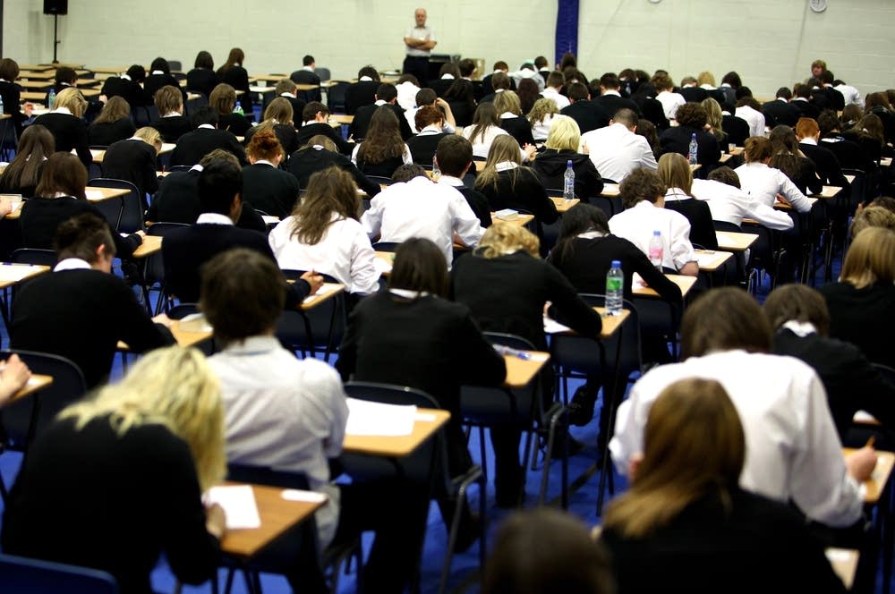 High schoolers taking an exam in 2010