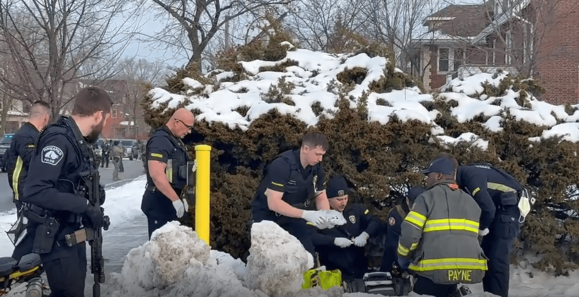 First responders provide life-saving measures on someone