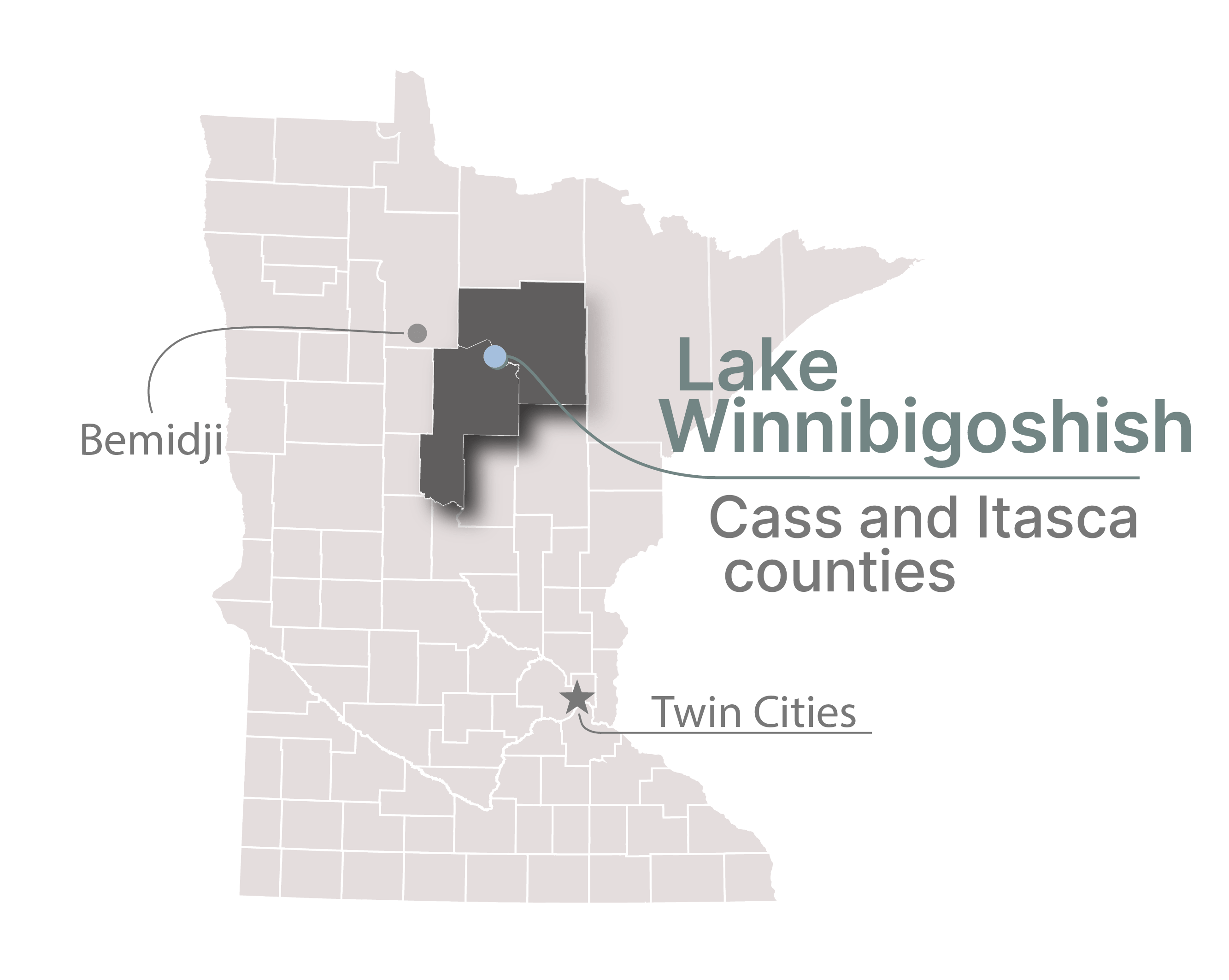 Lake Winnibigoshish in Cass and Itasca counties