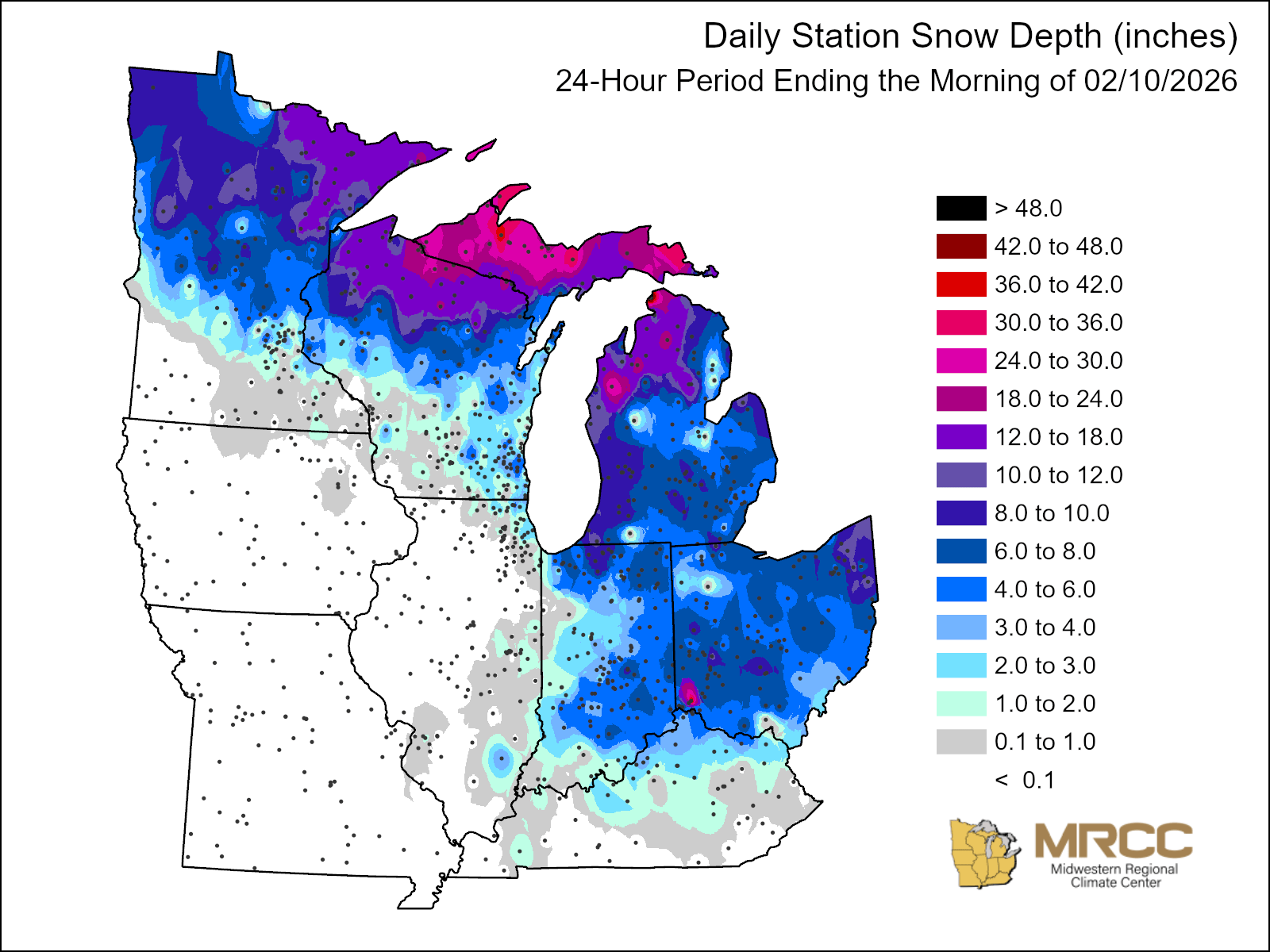 Snow depth map 2-10-26