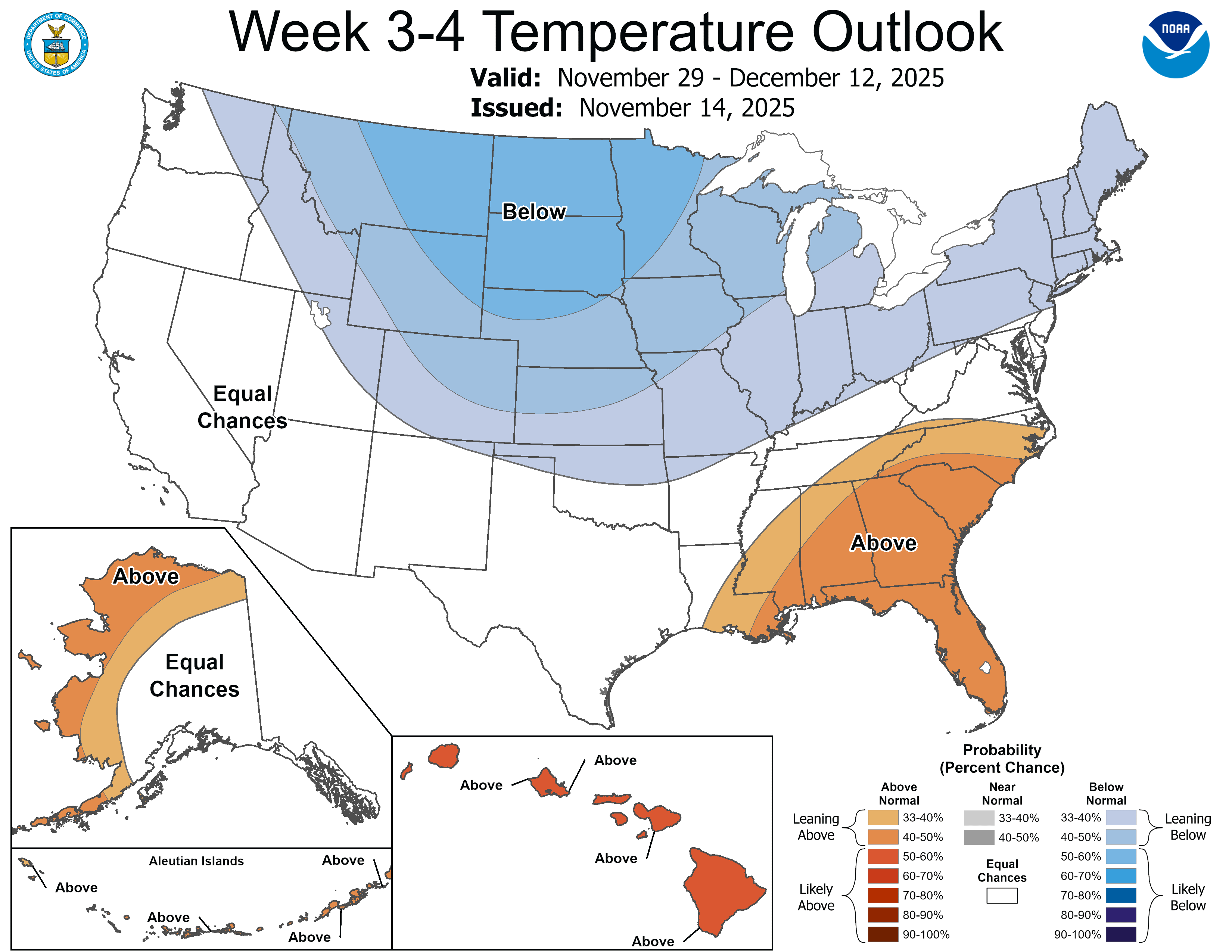 NOAA week 3 and 4 temperature outlook