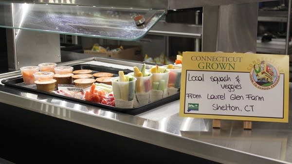 Grab and go local squash and veggies from Laurel Glen Farm in Shelton, CT are packaged and ready for students to take