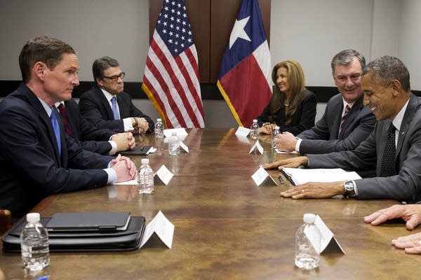 Barack Obama, Rick Perry, Mike Rawlings, Clay Jenkins, Elba Garcia