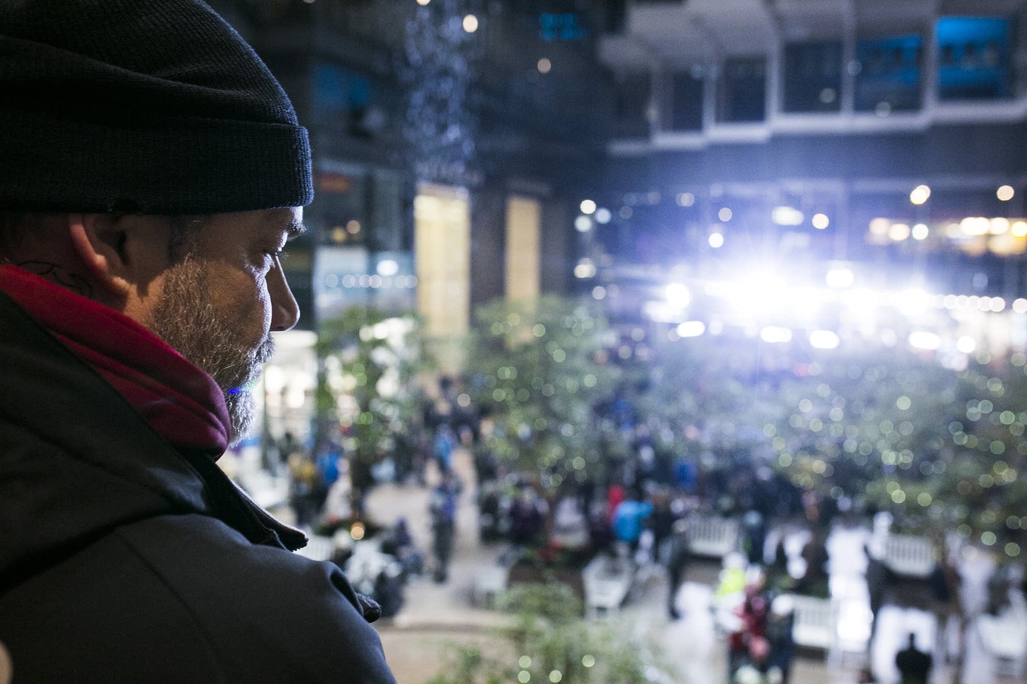 John Tribbett scans the Crystal Court