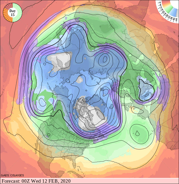 Upper air forecast map for 6 pm February 11 