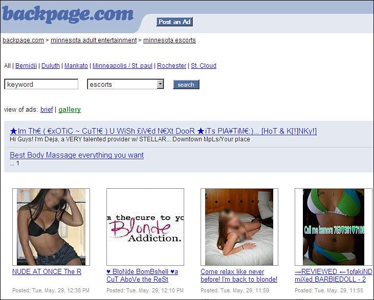 Backpage Sex Ads - Sex trafficking: migration to Internet brings new victims, customers | MPR  News