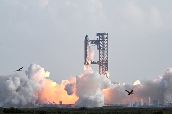SpaceX's Starship rocket lifts off from Starbase, Texas, for a test flight back in Aug. 2025.