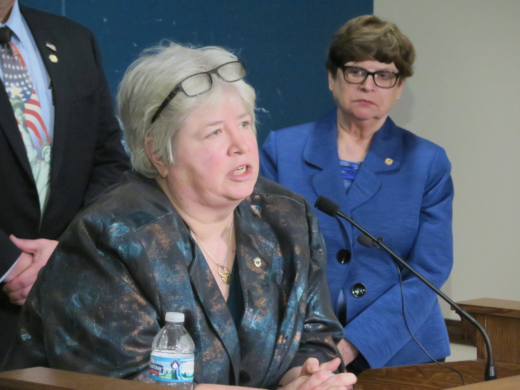 Terri Krake, who suffers from seizures, speaks to reporters