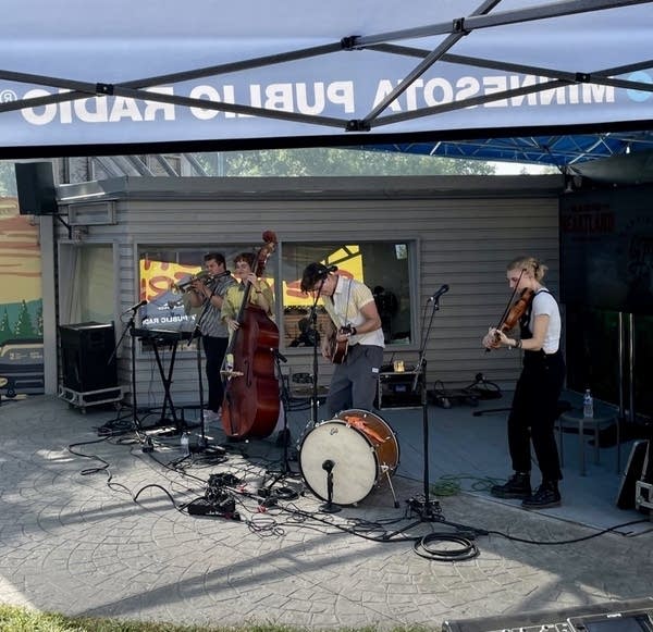 Good Morning Bedlam performing at the MPR booth at the Minnesota State Fair on Friday, Aug. 26, 2022, in a session recorded for Radio Heartland.