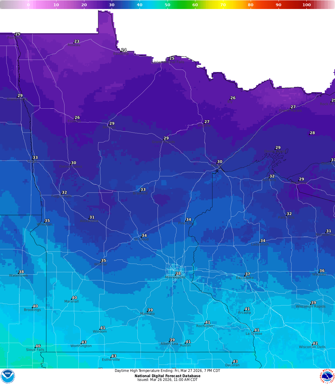 Highs for Friday