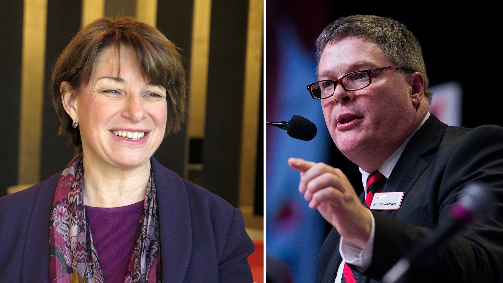 U.S. Sen. Amy Klobuchar and her opponent Rep. Jim Newberger.