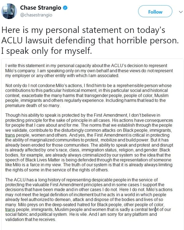 Within the ACLU, a debate on whose speech should be  defended