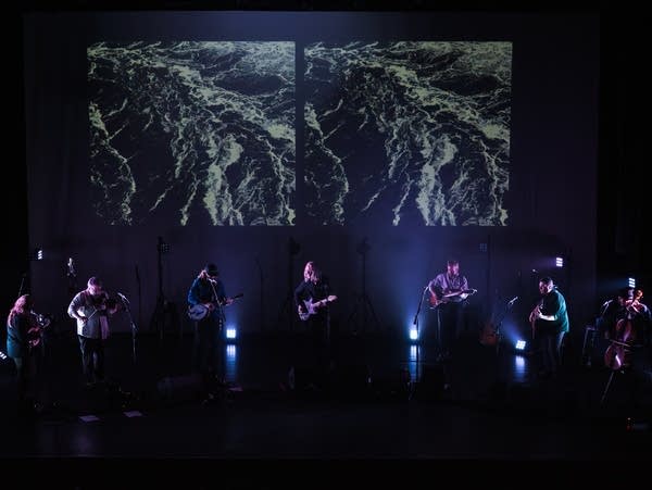 Alan Sparhawk and Trampled by Turtles performing at the Fitzgerald Theater.