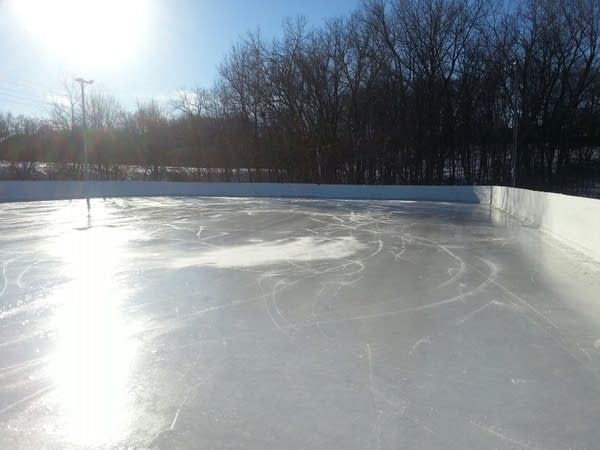 An outdoor ice rink in Deephaven, Minnesota in 2012