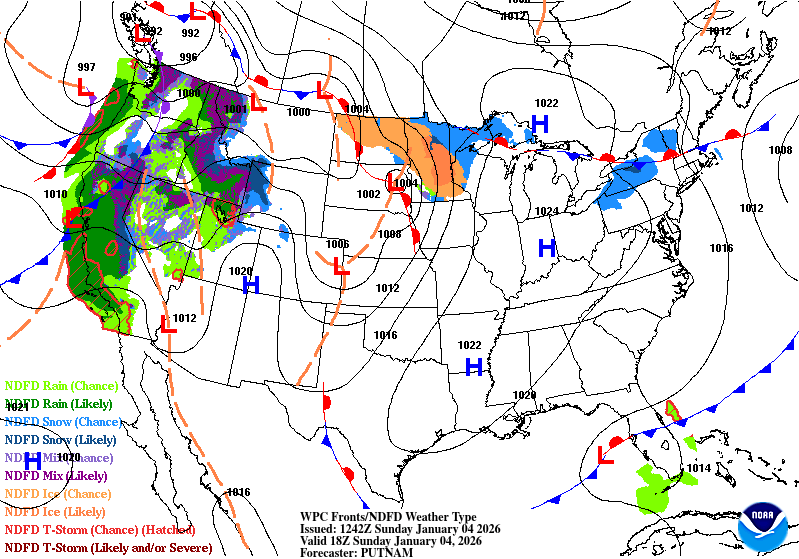 Surface analysis Sunday 12 p.m.
