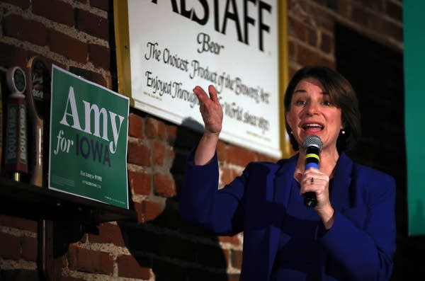 Sen. Amy Klobuchar campaigns in Council Bluffs, Iowa.