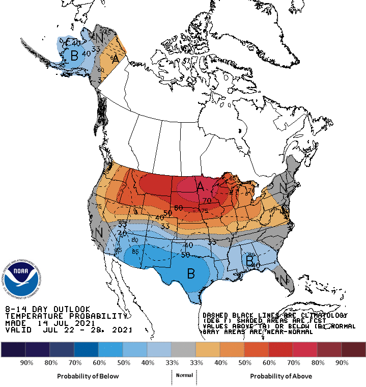 NOAA 8 to 14-day temperature outlook