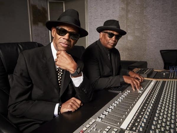 Jimmy Jam, left, and Terry Lewis pose for a portrait in New York in July 2021. The duo, who has worked with Prince, Janet Jackson, Mariah Carey, Boyz II Men, will be inducted into the Rock & Roll Hall of Fame.